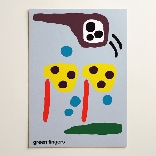Green Fingers Art Print (Blue-Grey)