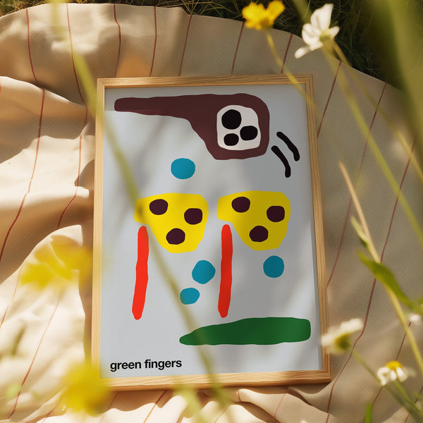 Green Fingers Art Print (Blue-Grey)