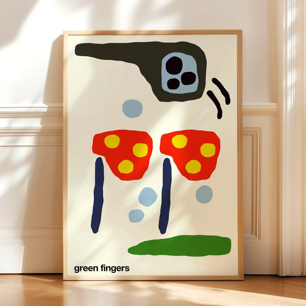 Green Fingers Art Print (Cream)