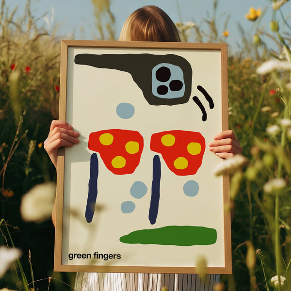 Green Fingers Art Print (Cream)