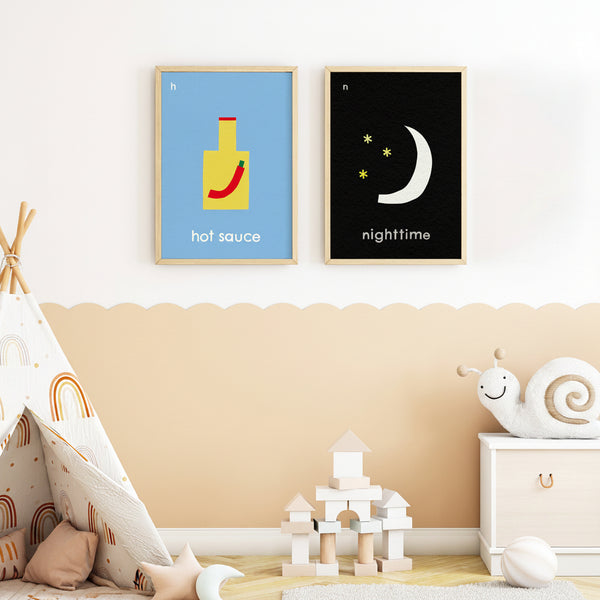 N for Nighttime- Alphabet Art Print