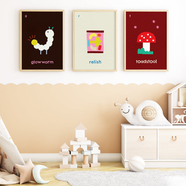 T for Toadstool- Alphabet Art Print