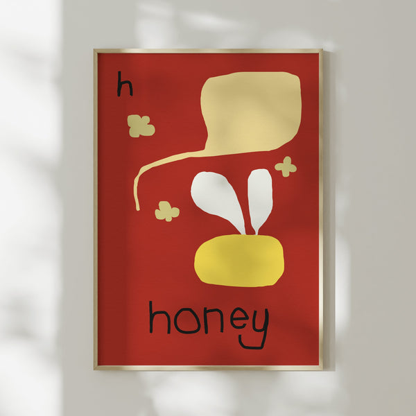 H for Honey- Alphabet Art Print