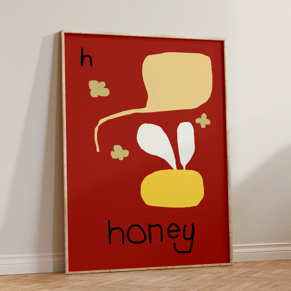 H for Honey- Alphabet Art Print