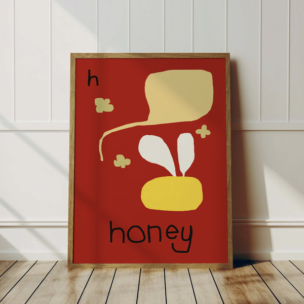 H for Honey- Alphabet Art Print