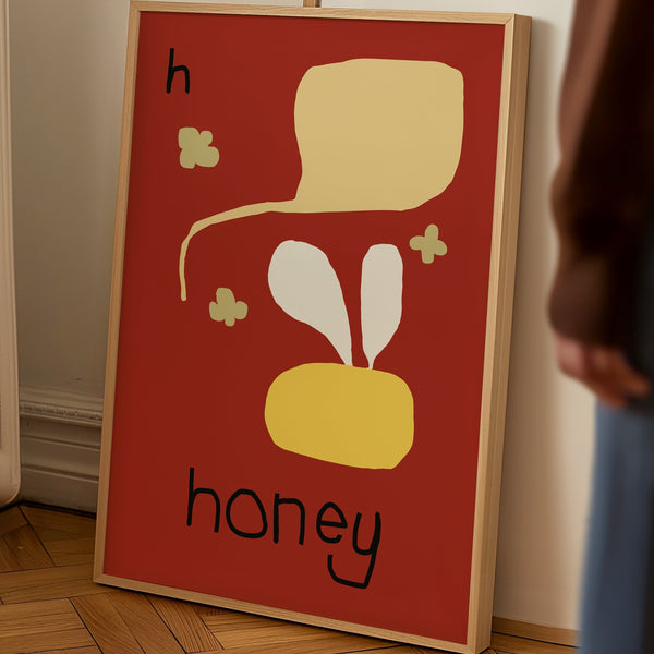 H for Honey- Alphabet Art Print