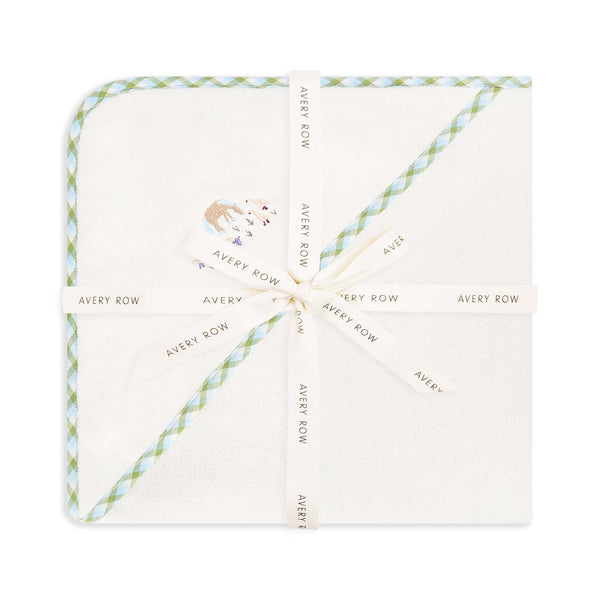 Organic Cotton Bunny Embroidered Hooded Towel (Little Farm)