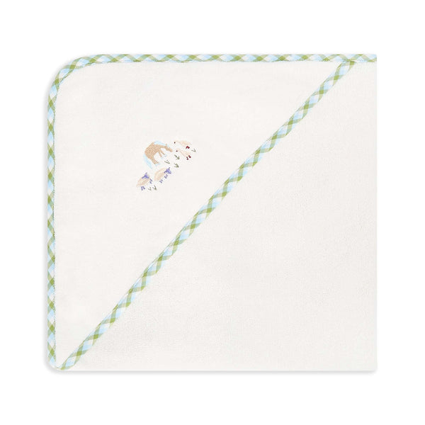 Organic Cotton Bunny Embroidered Hooded Towel (Little Farm)