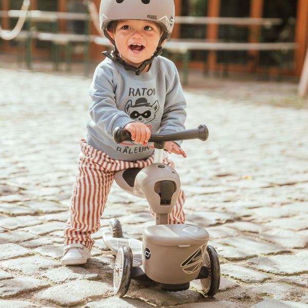 Highway Kick 1 Scooter and Pushbike All-in-One (Brown Lines)