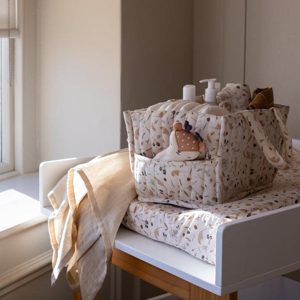 Quilted Nappy Caddy Organiser (Grasslands)