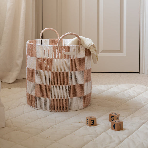 Checkerboard Large Storage Basket (Nude)
