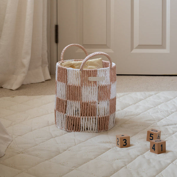 Checkerboard Small Storage Basket (Nude)