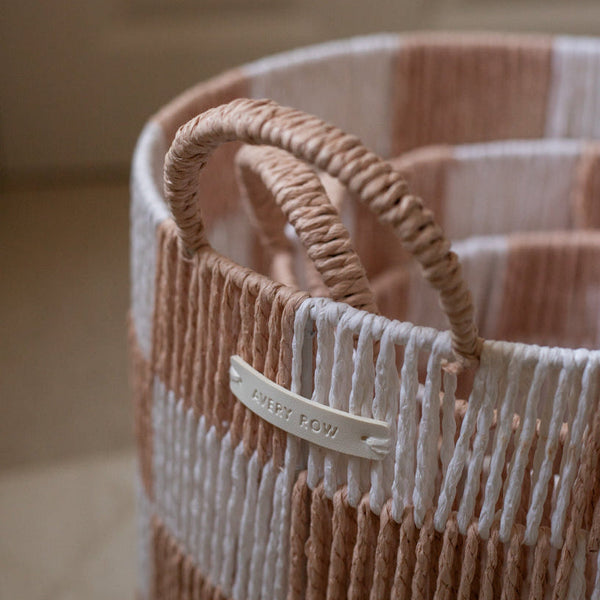 Checkerboard Medium Storage Basket (Nude)
