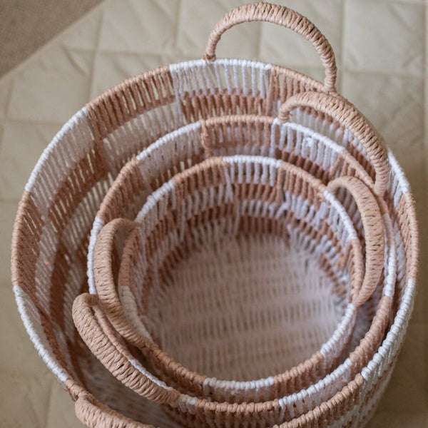 Checkerboard Medium Storage Basket (Nude)
