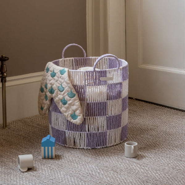 Checkerboard Large Storage Basket (Lilac)