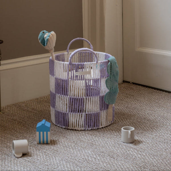 Checkerboard Medium Storage Basket (Lilac)
