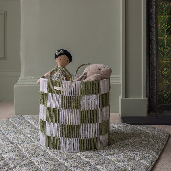 Checkerboard Large Storage Basket (Sage)