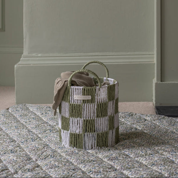Checkerboard Small Storage Basket (Sage)