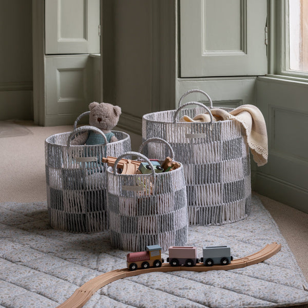 Checkerboard Small Storage Basket (Powder Blue)