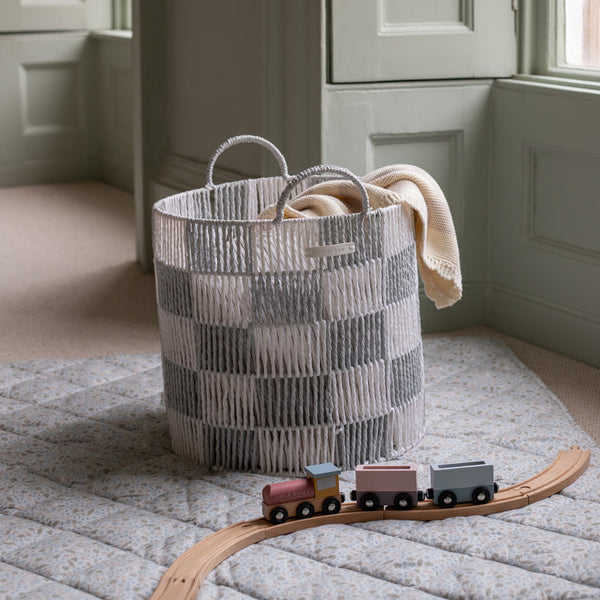 Checkerboard Large Storage Basket (Powder Blue)