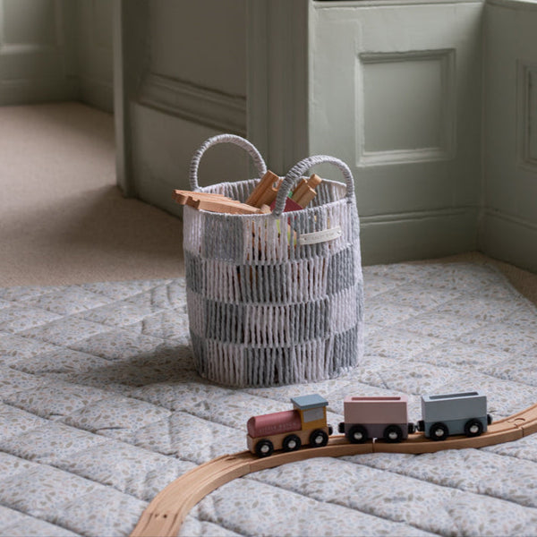 Checkerboard Small Storage Basket (Powder Blue)