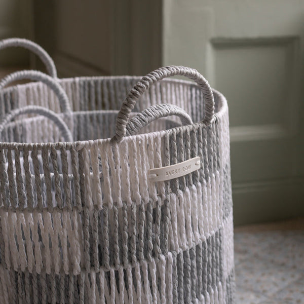 Checkerboard Medium Storage Basket (Powder Blue)