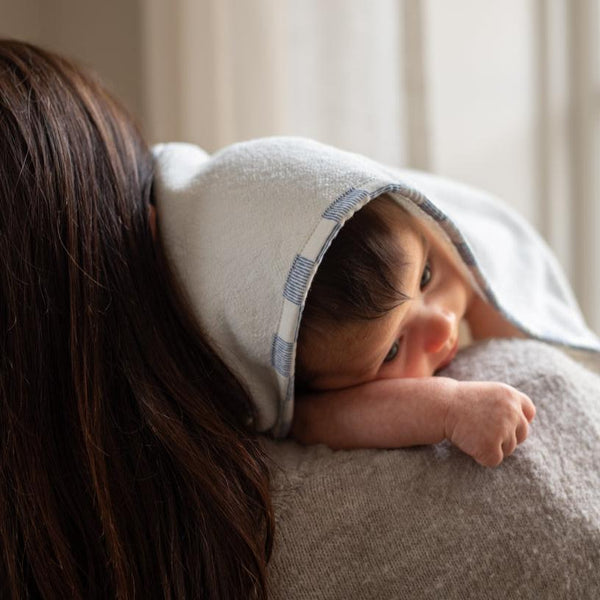 Organic Cotton Bunny Embroidered Hooded Towel (Coastline)