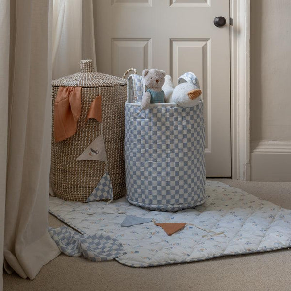 Large Quilted Reversible Storage Basket (Coastline)