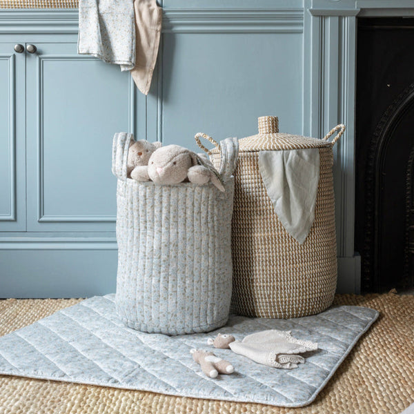 Large Quilted Reversible Storage Basket (Nature Trail / Stripe)