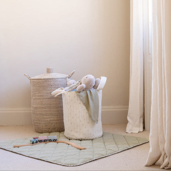 Large Quilted Reversible Storage Basket (Nettle Scatter / Birch)