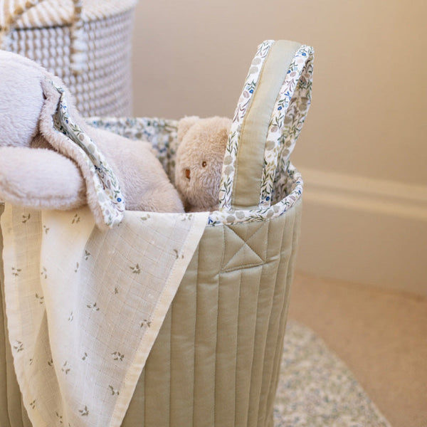Large Quilted Reversible Storage Basket (Riverbank / Willow)