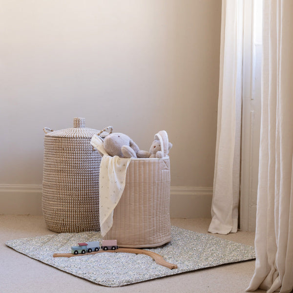 Large Quilted Reversible Storage Basket (Nettle Scatter / Birch)