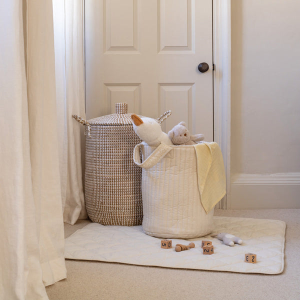 Large Quilted Reversible Storage Basket (Wild Chamomile / Daisy Meadow)