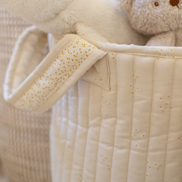 Large Quilted Reversible Storage Basket (Wild Chamomile / Daisy Meadow)
