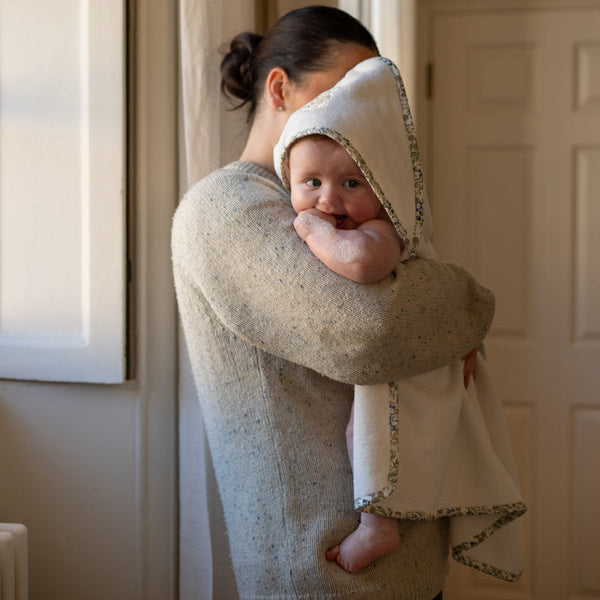 Organic Cotton Bunny Embroidered Hooded Towel (Riverbank)