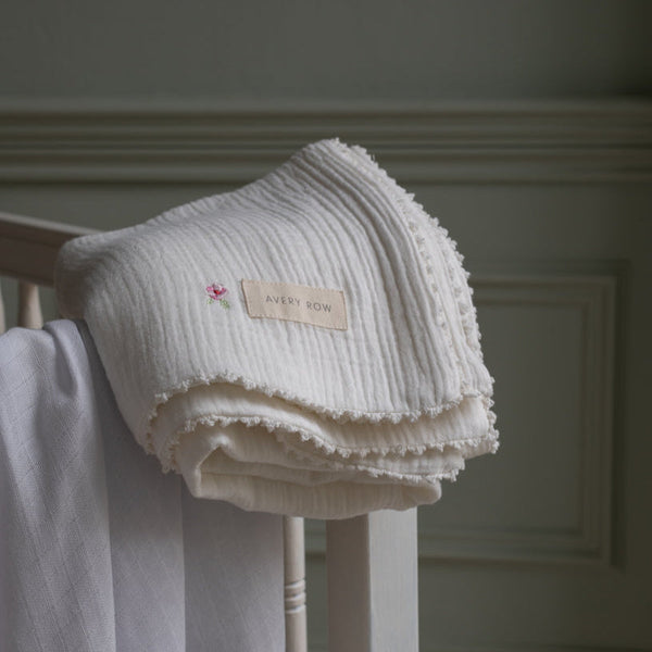 Embroidered Muslin Blanket (Anemone)