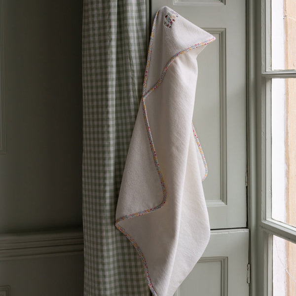 Organic Cotton Bunny Embroidered Hooded Towel (Wildflower Garden)