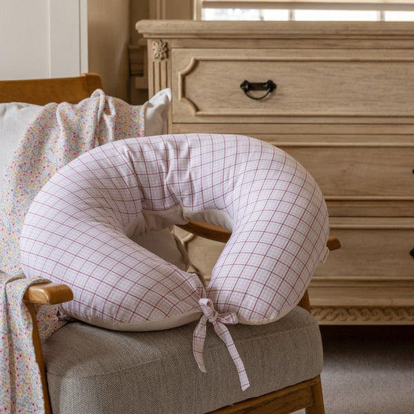 Organic Cotton Nursing Pillow (Pink Check)