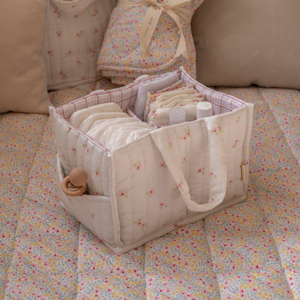 Quilted Nappy Caddy Organiser (Anemone)