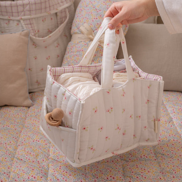 Quilted Nappy Caddy Organiser (Anemone)