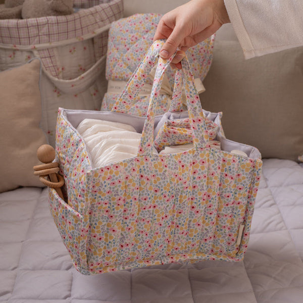 Quilted Nappy Caddy Organiser (Wildflower Garden)