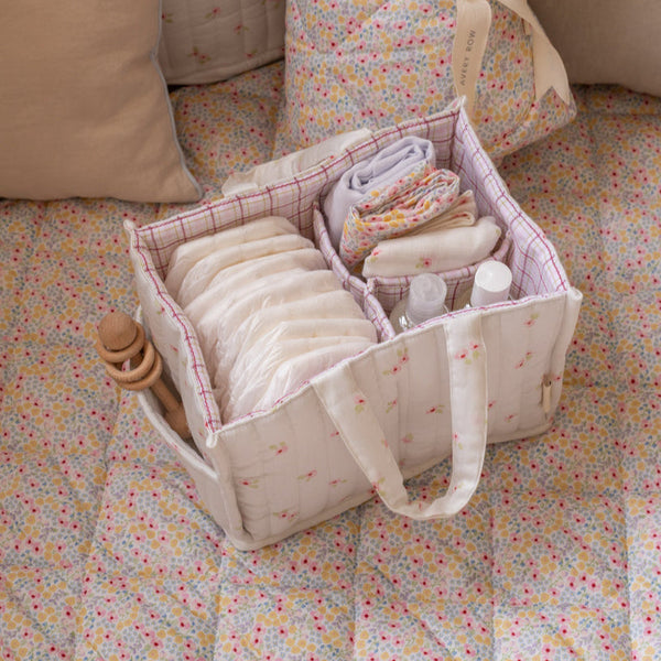 Quilted Nappy Caddy Organiser (Anemone)