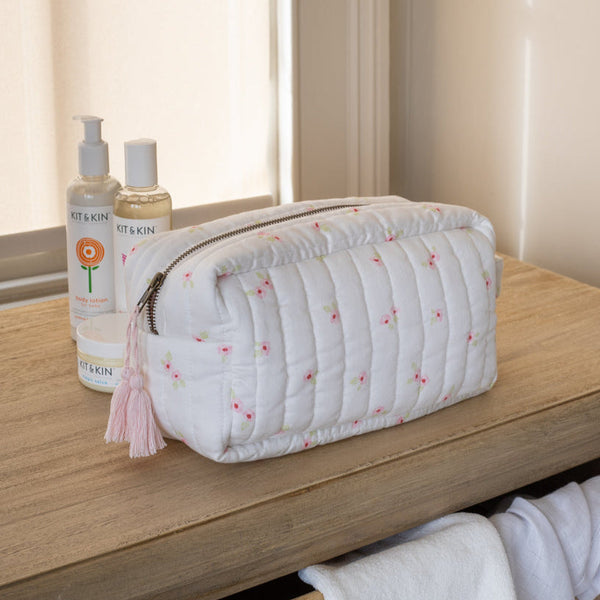 Cotton Quilted Nappy Pouch or Wash Bag (Anemone)