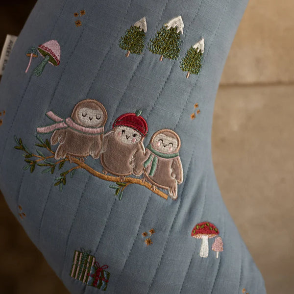 Owlet Embroidered Quilted Christmas Stocking