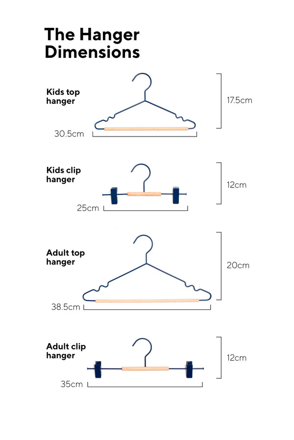 Kids Coated Wire Top Hangers Set of 10 (Navy)
