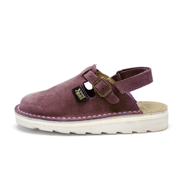 Heidi Buckle Suede Clogs with Sling Back (Dusty Lilac)