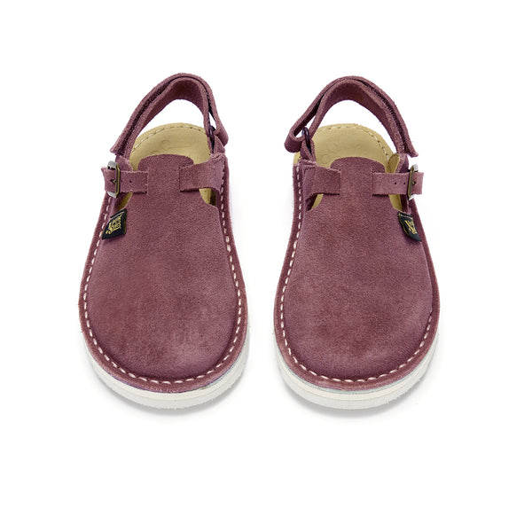 Heidi Buckle Suede Clogs with Sling Back (Dusty Lilac)