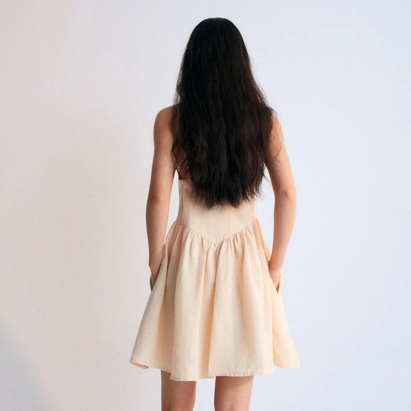 MAMA Hera Linen Short Dress (Macadamia)