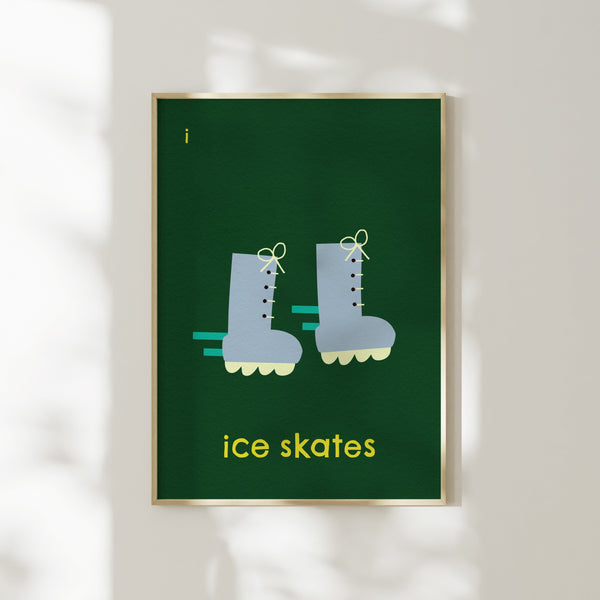 I for Ice Skates- Alphabet Art Print