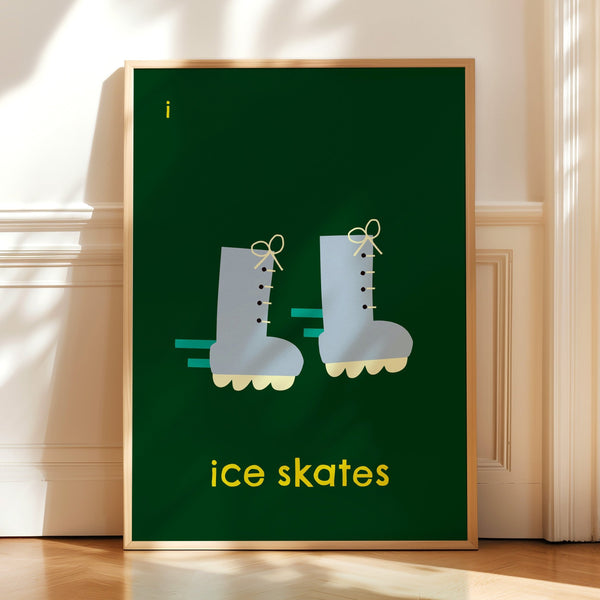 I for Ice Skates- Alphabet Art Print